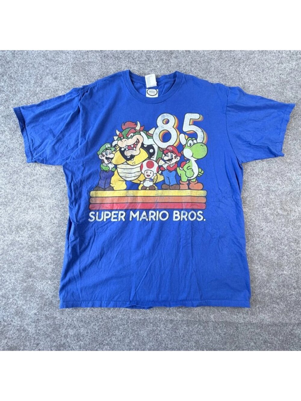 Port & Company T-Shirt Unisex XL Blue Nintendo Super Mario Bros 85 Graphic Retro